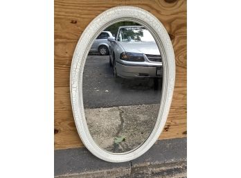 Distressed White Oval Mirror
