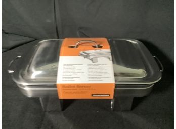 New -Stainless Steel Buffet Server W/ Tempered Glass Dish