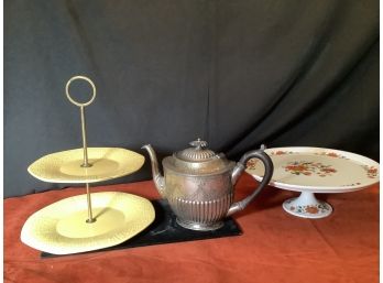 Cake Plate-from France, Canape Tray-From Germany, Tea Pot