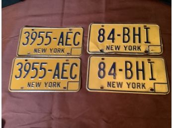 2 Matching Pairs Of NY License Plates