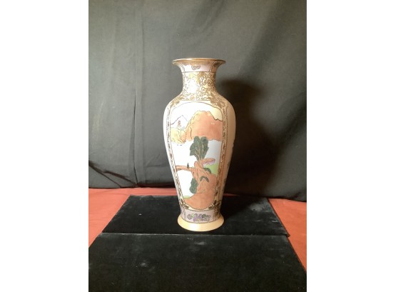 Large Nippon Hand Painted Gold Gilt Vase