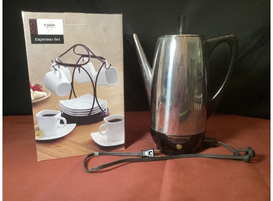 Farberware Coffee Pot  With Espresso Set In Box