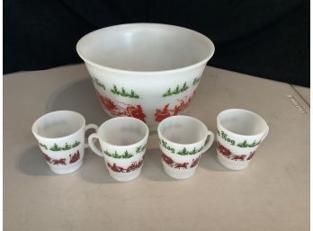 Vintage Holiday Punch Bowl