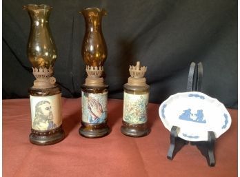 Oil Lamps &  An Older Piece Of Wedgewood
