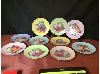MCM MATCHING FRUIT PLATES-GROUP OF 10