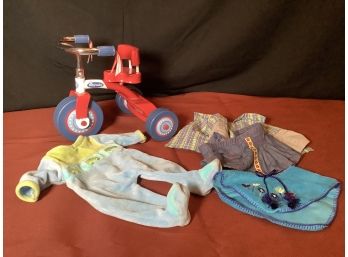American Girl-Bitty Baby Trike & Bitty Baby Clothing