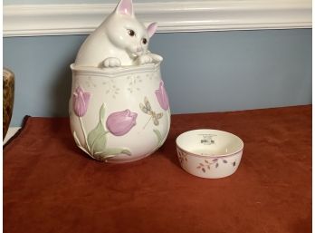 New -Kitty Cat Cookie Jar With Tag Made For Lenox