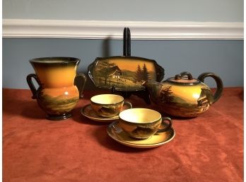 Vintage Majolika Schramberg German Hand Painted Tea Set & More