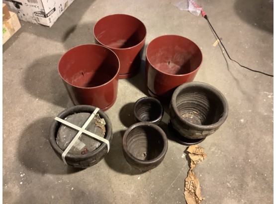 Group Of Plastic And Ceramic Planters