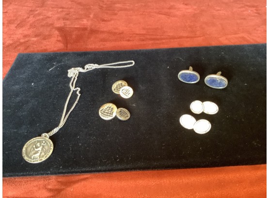 Sterling Cuff Links And Chain