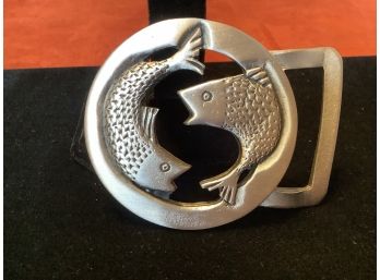 New- Hand Crafted Fishing Pewter Belt Buckle Made In The USA