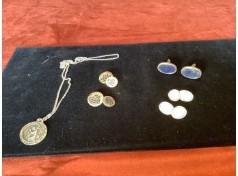 Sterling Cuff Links And Chain