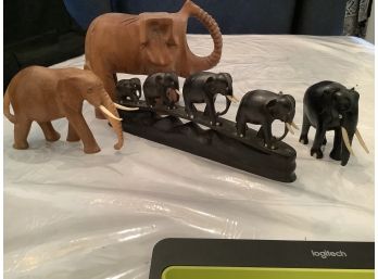 Collection Of Wood/Ebony Elephants