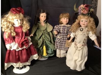 Porcelain Doll Lot Grouping Of 4