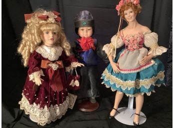 3 Porcelain Collectible Dolls