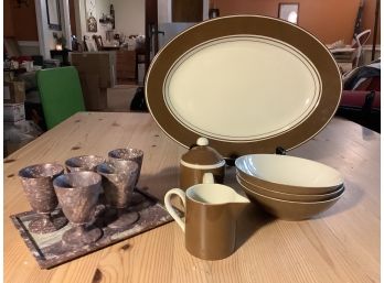 Vintage Fitz And Floyd Plus  Stone Cups And Tray