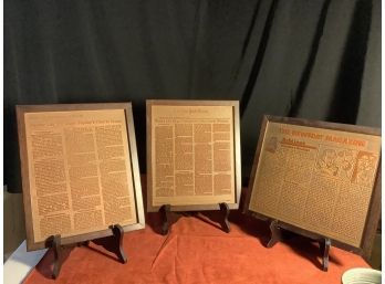 Raised Copper Plates Of  Newspaper Articles