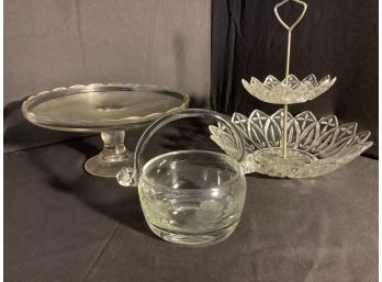 Cake Plate, Ice Bucket & Dual Level Serving Dish