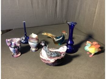 Collection Of Slag Glass & More