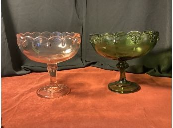Vintage Large  Indiana Glass Serving  Compotes/Vessels