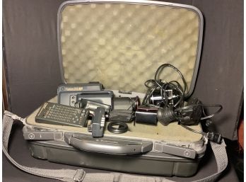 VHS RECORDER BY CANNON IN HARD CASE WITH ACCESSORIES