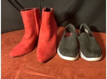 Madden Red Suede Boots & Sketchers Sneakers