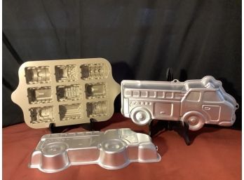 Nordic Ware Train Cake Mold & Wilton Fire Truck Cake Mold
