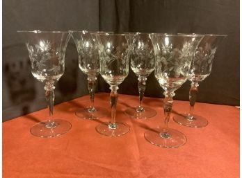 Set Of Etched Wine Glasses