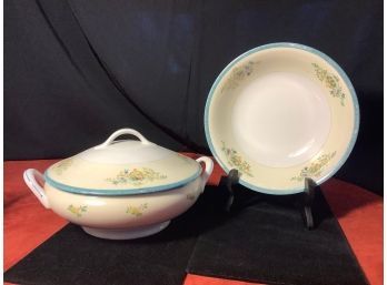 Matching Covered Vegetable Dish And Serving Bowl