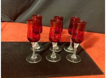 MCM- Red  Ruby Cordial Glasses