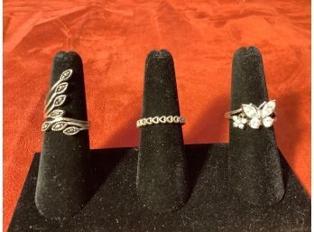 3 Sterling Silver Rings .925