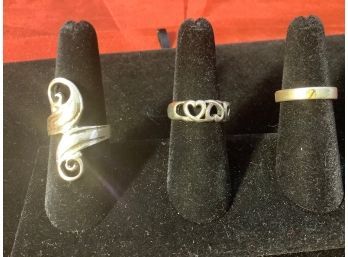 Group Of 3 Sterling Silver Rings .925