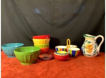 Big Colorful Ceramic Serving Pieces Group!