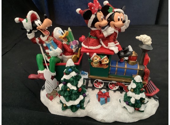 Disneys Santa MK Figurine Train With Mickey, Minnie Donald, Chips Dale And Goofey
