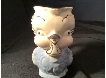 Vintage CHICK Creamer/Pitcher Wide Her Wide Eyes, Long Lashes And Beak Surrounded In Gold
