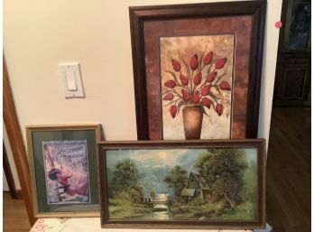3 Assorted Pieces Of Framed Wall Art Including A 1904 The Strand Magazine And More