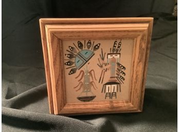 Navajo Sandpainted Wooden Trinket Box Symbol Of Healing