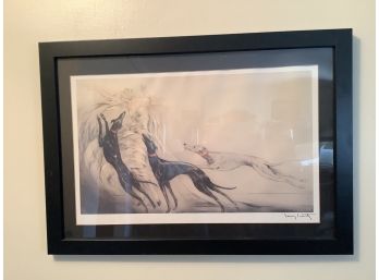 Louis ICart Print, The Lady With Her Dogs Framed & Matted Print