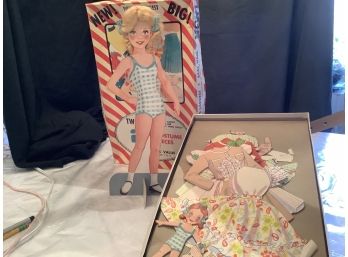 Vintage Miss Candy Stand Up Paper Doll With Real Hair