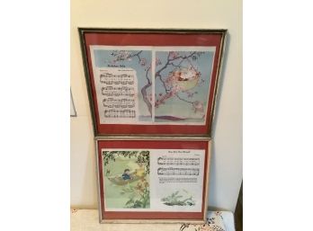 2 Framed Original Rockabye Baby And Row, Row Row & Childrens Songs
