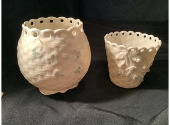 2 PCs. Fine Irish Belleek Porcelain China Made In Ireland-Hard To Find Pieces