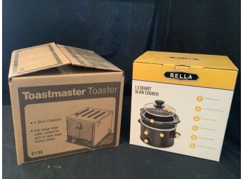 New In The Box Toastmaster Toaster And 1.5 Quart Slow Cooker