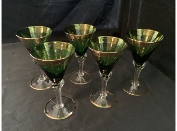 Green Glasses With Clear Stems