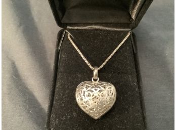 Sterling Silver Locket Necklace & Chain Marked .925