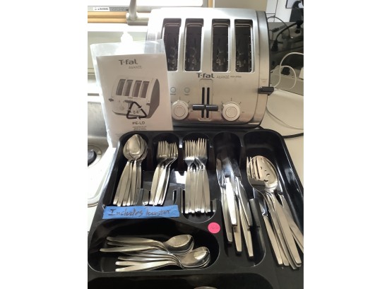Stainless Flatware And T-Fal 4 Slice Toaster