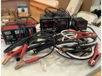 3 Battery Chargers & 2 Sets Of Jumper Cables