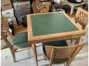 Vintage Card Table And Matching 4 Chairs