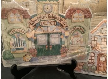 From The Cherished Teddies Collectors Club Village Backdrops-New