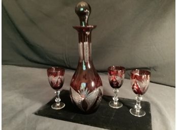 Red & White Chrystal Wine Set From Italy