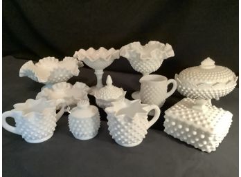 Collection Of Hobnail Milk Glass